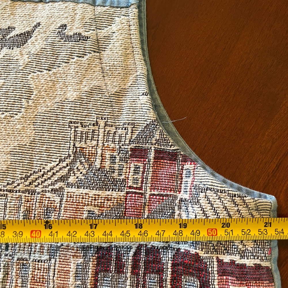 Vintage ORVIS Size XL Denim Tapestry Coastal Scene Vest - Picture 9 of 9